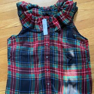 J. Crew Plaid Ruffle Blouse